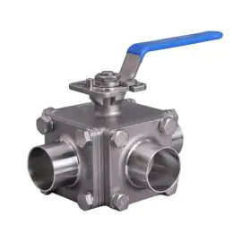 volt-3-piece-3-way-weld-end-direct-mount-ballbore-sanitary-ball-valve